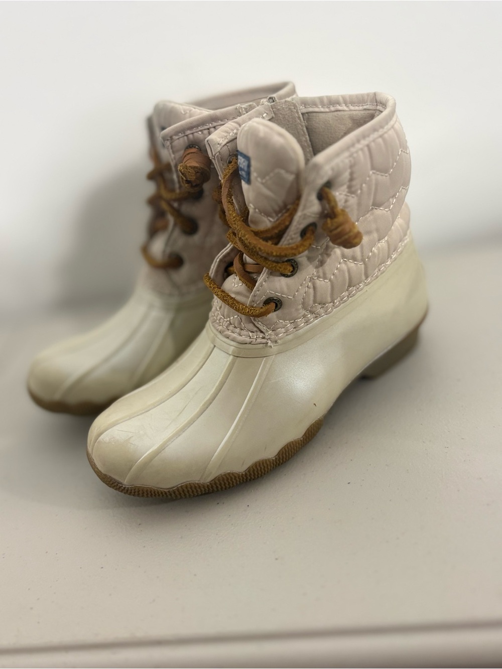 Sperry Kids Cream and Tan Waterproof Duck Boots - Picture 2 of 5